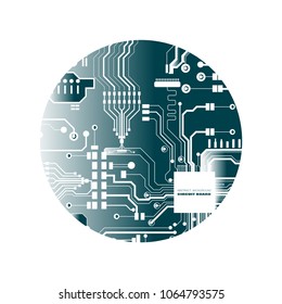 Vector circuit board illustration. Abstract technology. Microchip background.
