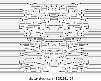 Vector circuit board illustration. Abstract circuit board background