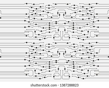 Vector circuit board illustration. Abstract circuit board background