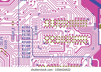 Vector circuit board illustration. Abstract technology.