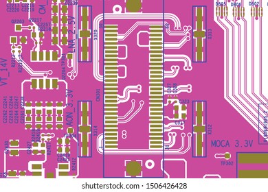 Vector circuit board illustration. Abstract technology.