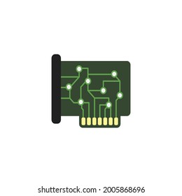 Vector circuit board illustration. Abstract technology. Microchip icon