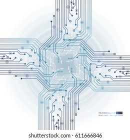 Vector circuit board illustration. Abstract technology