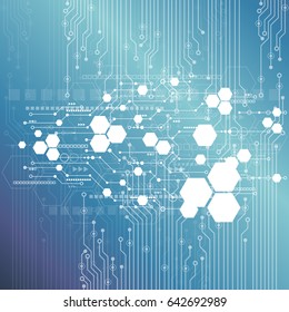 Vector circuit board illustration. Abstract technology