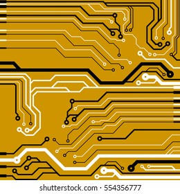 Vector circuit board illustration. Colorful flat vector illustration