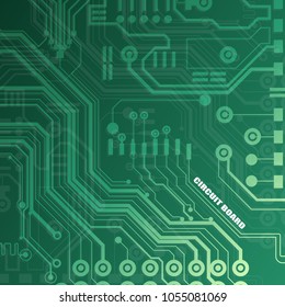 Vector circuit board illustration on a green background. Abstract technology.