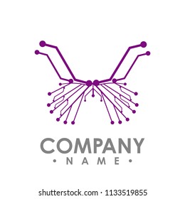 Vector circuit board isolated simple abstract butterfly. Butterfly icon vector isolated on white background