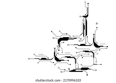 Vector circuit board and log security communication concept for technology background