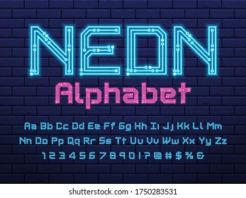 Vector del diseño del alfabeto neón de la placa de circuito