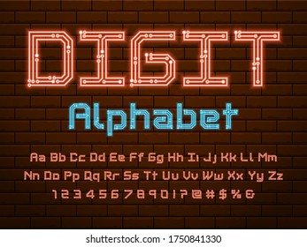 Vector del diseño del alfabeto neón de la placa de circuito