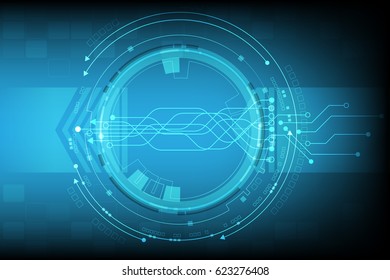 Vector circuit board on blue vintage for technology background 