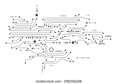 The vector circuit board on white background for technology communication concept