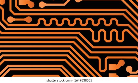 Vector circuit board orange on black background.eps10