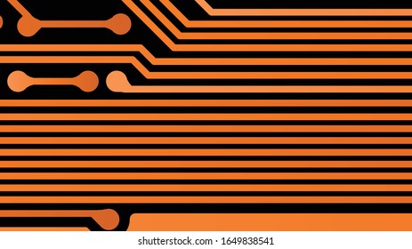 Vector circuit board orange on black background.eps10