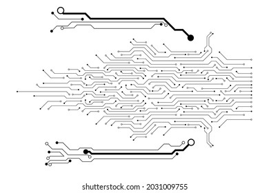 Vector circuit board pattern on a white screen for background technology