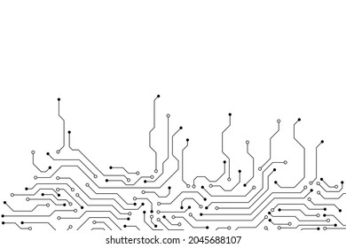 Vector circuit board pattern on a white screen for background technology