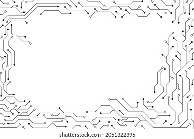 Vector circuit board pattern on a white screen for background technology