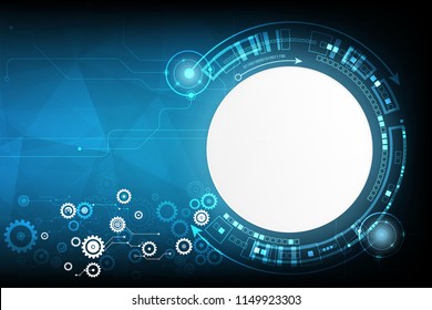 Vector circuit board pattern with Polygon and cog  for technology background