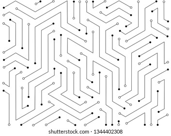 Vector circuit board with Polygonal shape on white background for seamless pattern templates