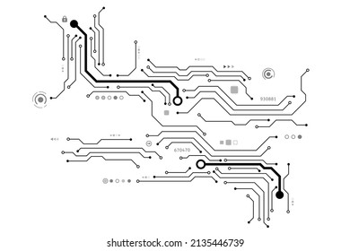 Tarjeta de circuito de vectores y concepto de comunicación de seguridad para el fondo de la tecnología
