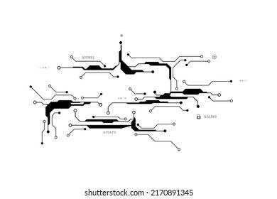 Vector circuit board and security communication concept for technology background