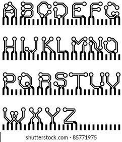 vector circuit board simple alphabet