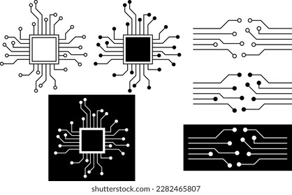 Vector circuit board. technology icon. chip electronic minimalist style. illustration 