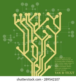 Vector circuit board tree. The concept of network and computer chip.