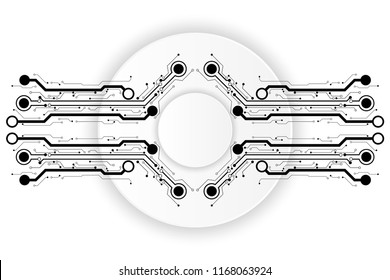 Vector circuit board and white Circle with communication concept for technology background
