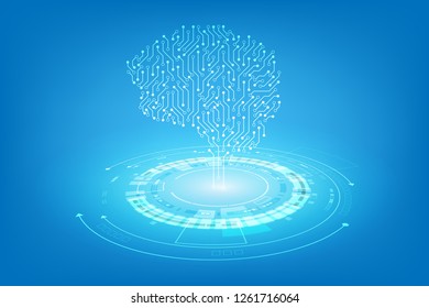 Vector circuit brain and communication concept for technology background
