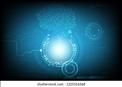 Vector circuit brain and communication concept for technology background