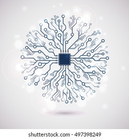 Vector Circuit Circle Snowflake