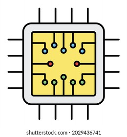 Vector Circuit Filled Outline Icon Design
