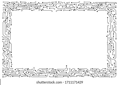 Vector circuit frame on white white screen for communication technology background concept 