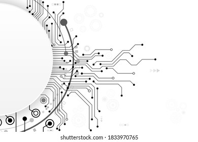 Vector circuit frame on white white screen for communication technology background concept 