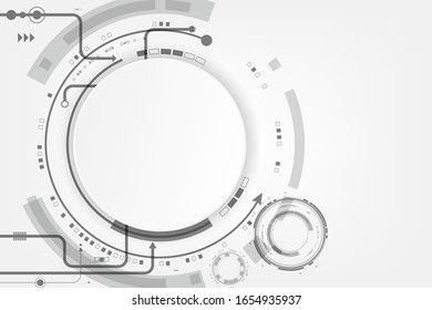 Vector circuit with gray circle and arrow for communication technology background concept 