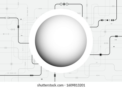 Vector circuit with gray circle is placed in the middle for communication technology background concept 