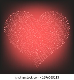 Vector circuit heart. Valentine's colorful technology background illustration. Vector. Eps 10.