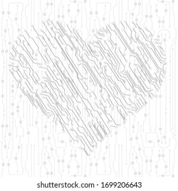 +Vector circuit heart. Valentine's colorful technology background illustration. Vector.