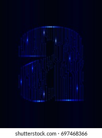Vector circuit letter. Technology modern design sign illustration. letter A