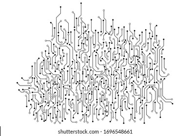 Vector circuit on white white screen for communication technology background concept 