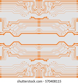 Vector circuit orange board illustration. Flat vector illustration