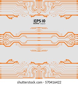 Vector circuit orange board illustration. Flat vector illustration