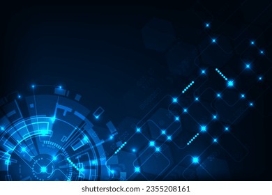 Vector circuit tech circle abstract futuristic technology modern with blue light background.