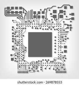 Vector circuitry - industrial high-tech black and white background