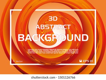 Vector circular abstract colorful background with 3D spiral in orange color