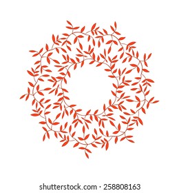 Vector circular abstract wreath with leaves and central space for your text.