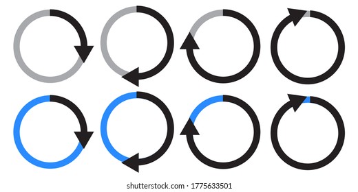 Vector circular arrow icon. Recycle and update reset icon. Illustration of synchronization and movement.