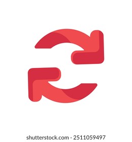 Vector circular arrows in a vibrant flat style. Process, rotation, refresh symbol. The icon is suitable for web design, online shop, print, and social media posts.