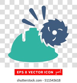 Vector Circular Blade Head Protection EPS vector pictogram. Illustration style is flat iconic bicolor cobalt and cyan symbol on a transparent background.